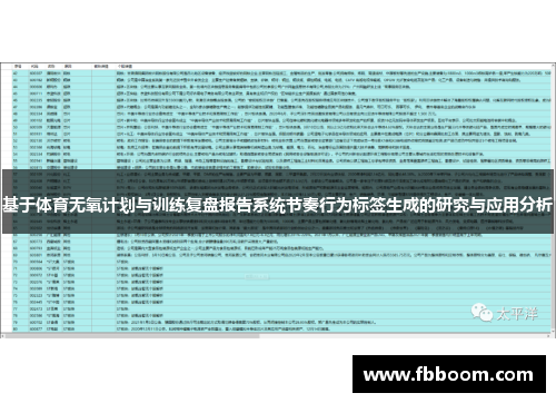 基于体育无氧计划与训练复盘报告系统节奏行为标签生成的研究与应用分析